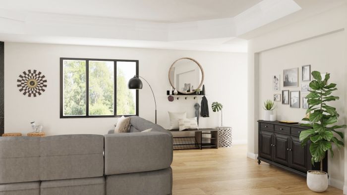 Rustic + Industrial Accents: Urban Farmhouse Living Room Design View 4 By Spacejoy