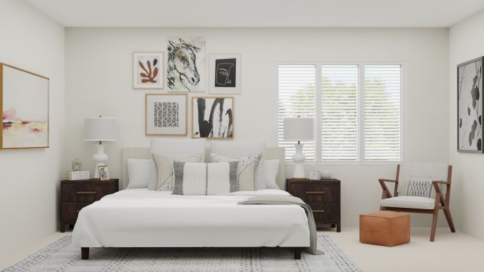 Bright + Airy: Mid-Century Contemporary Bedroom Design View 2 By Spacejoy