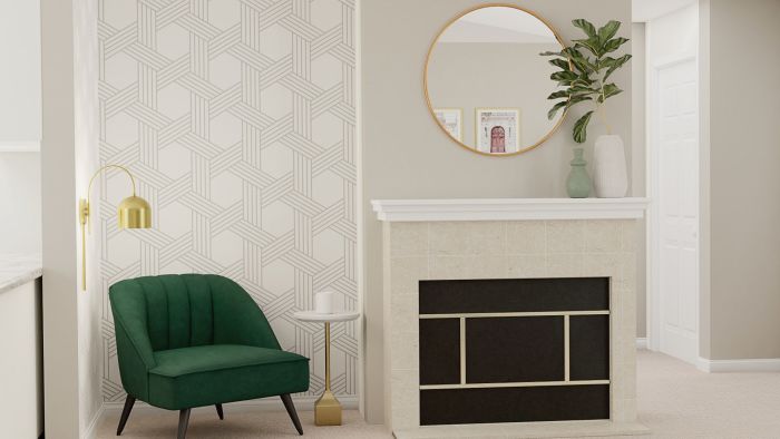 Emerald Accents: Modern Glam Living Room Design View 5 By Spacejoy