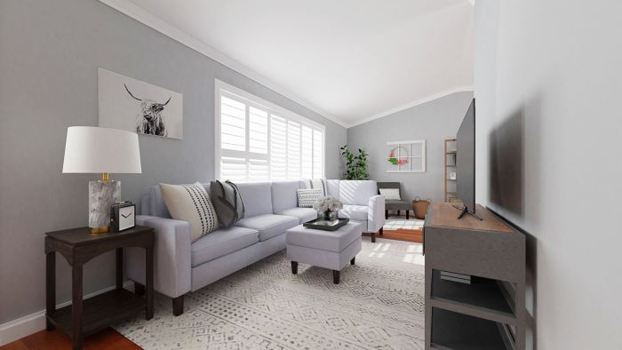 Open Space with Reading Nook: Modern Farmhouse Living Room Design View 5 By Spacejoy