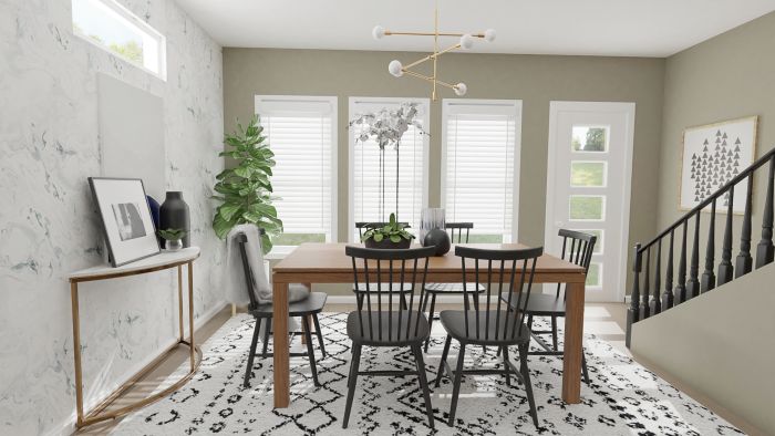 Modern Rustic with Glam Touches: Dining Room Design View 2 By Spacejoy
