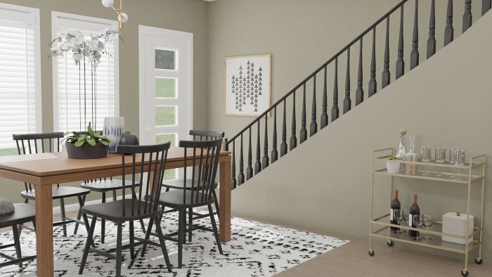 Modern Rustic with Glam Touches: Dining Room Design View 4 By Spacejoy