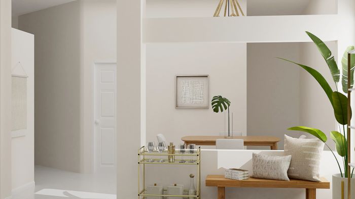 Light and Airy Pastel Accents: Mid-Century Glam Living Room Design View 4 By Spacejoy