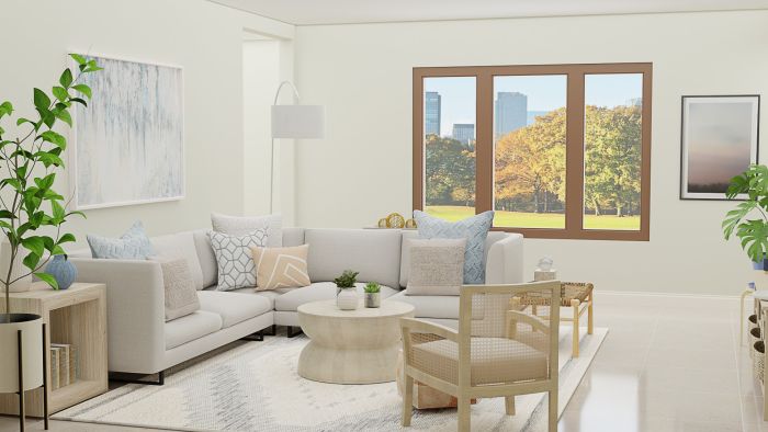 Blonder Woods + Multi Functional Pieces: Transitional Coastal Living Room Design View 2 By Spacejoy