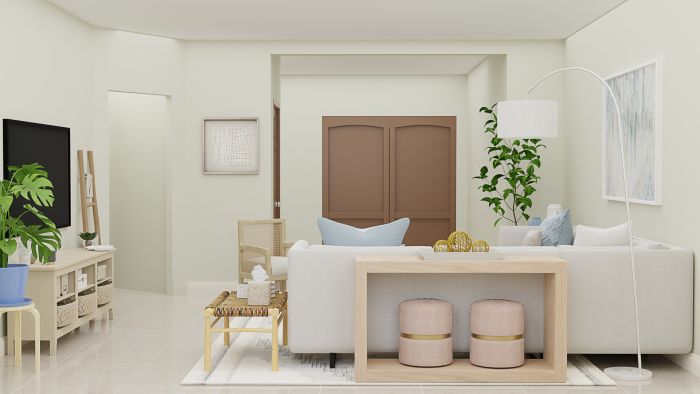 Blonder Woods + Multi Functional Pieces: Transitional Coastal Living Room Design View 3 By Spacejoy