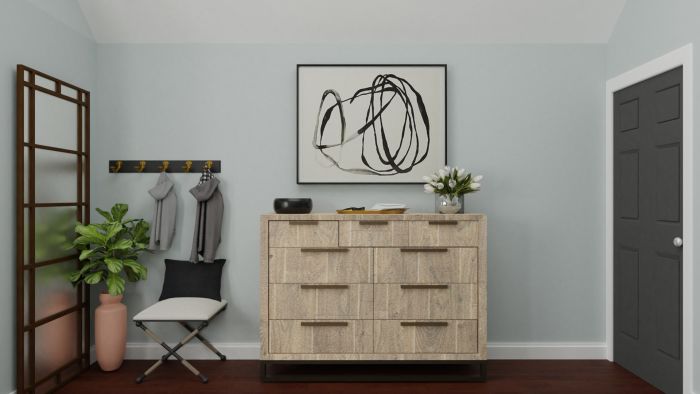 Calming Neutral + Blonde Wood: Modern Elegant Bedroom Design View 4 By Spacejoy