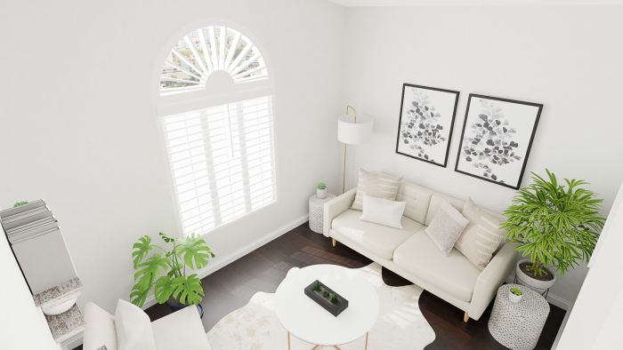 Light and Earthy: Elegant Farmhouse Living Room Design View 2 By Spacejoy