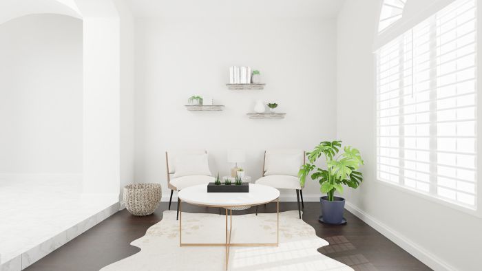 Light and Earthy: Elegant Farmhouse Living Room Design View 3 By Spacejoy