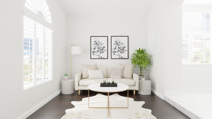 Light and Earthy: Elegant Farmhouse Living Room Design View 4 By Spacejoy