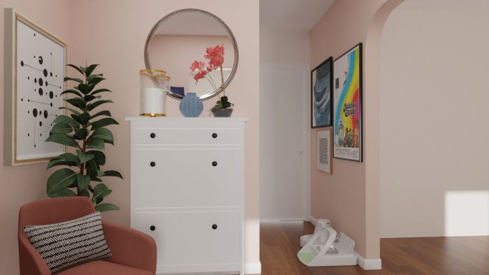 Pink and Feminine: Modern Glam Entryway Design View 2 By Spacejoy
