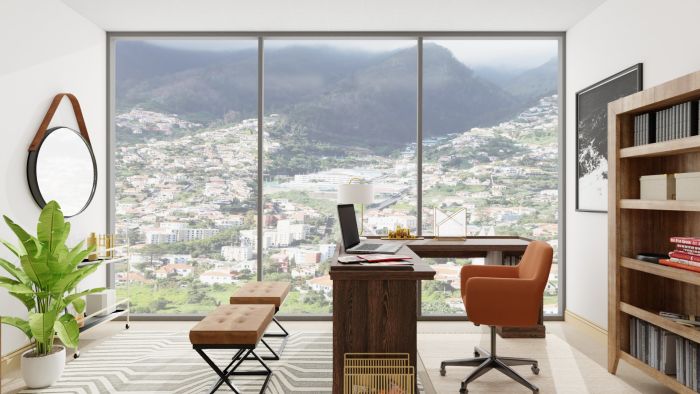 Cocoa-Colored: Modern Rustic Home Office Design View 2 By Spacejoy