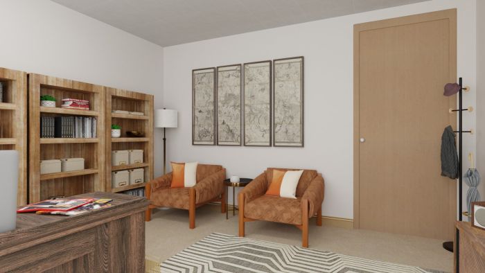 Cocoa-Colored: Modern Rustic Home Office Design View 4 By Spacejoy
