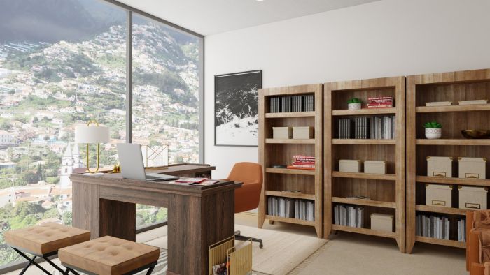 Cocoa-Colored: Modern Rustic Home Office Design View 5 By Spacejoy