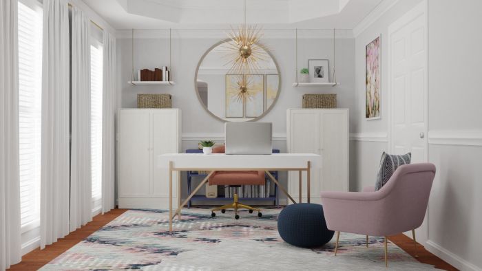 Extra Storage Space: Modern Glam Home Office Design View 2 By Spacejoy