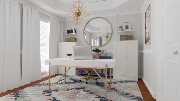 Extra Storage Space: Modern Glam Home Office Design View 5 By Spacejoy