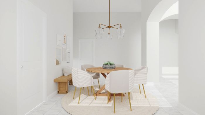 Gentle Neutrals: Mid-Century Minimalist Dining Room Design View 2 By Spacejoy