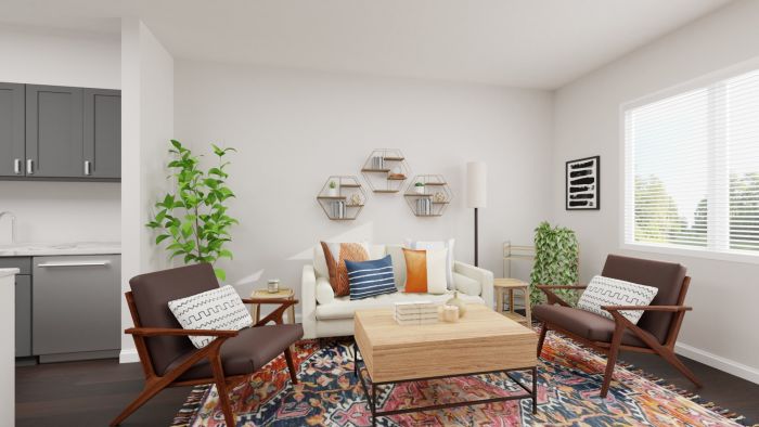 A Statement Rug: Urban Boho Living Room Design View 2 By Spacejoy