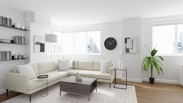 Classy Neutral Tones: Urban Minimalist Living Room Design View 2 By Spacejoy