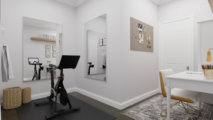 Exercise Nook + Study Space: Modern Scandinavian Study Room Design View 2 By Spacejoy