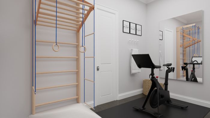 Exercise Nook + Study Space: Modern Scandinavian Study Room Design View 3 By Spacejoy