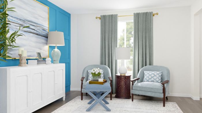 Blue Accent Wall: Traditional Home Office Design View 2 By Spacejoy