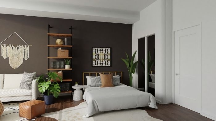 Statement Charcoal: Modern Boho Studio Design View 2 By Spacejoy