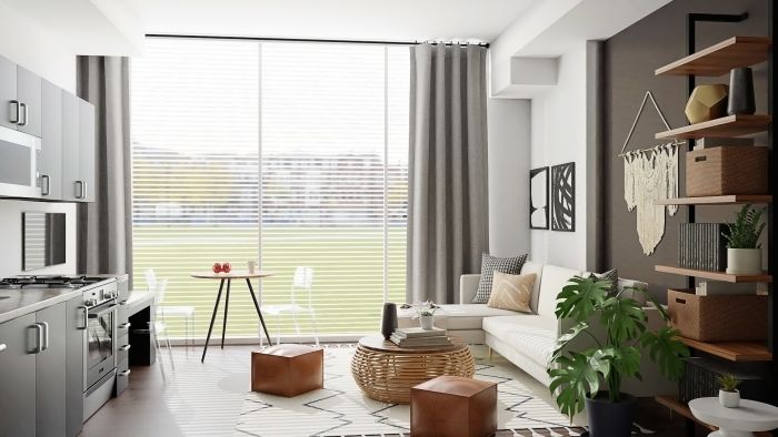 Statement Charcoal: Modern Boho Studio Design View 3 By Spacejoy