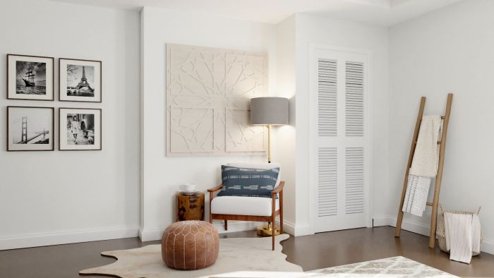 Warm Woods: Mid Century Boho Bedroom Design View 4 By Spacejoy
