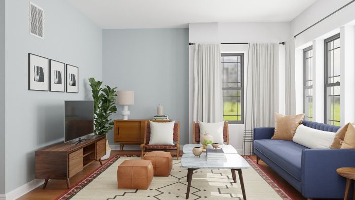 Natural Textures: Mid Century Modern Living Room Design View 3 By Spacejoy