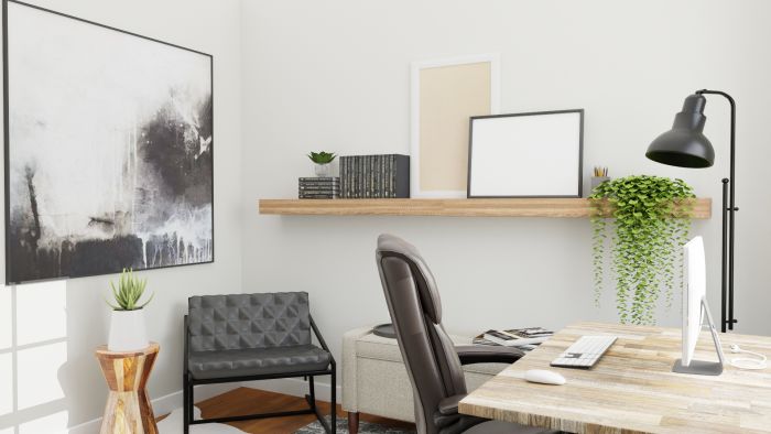 Masculine Spaces: Modern Industrial Home Office Design View 5 By Spacejoy