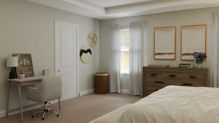 Natural Wood Textures: Mid-Century Rustic Bedroom Design View 2 By Spacejoy