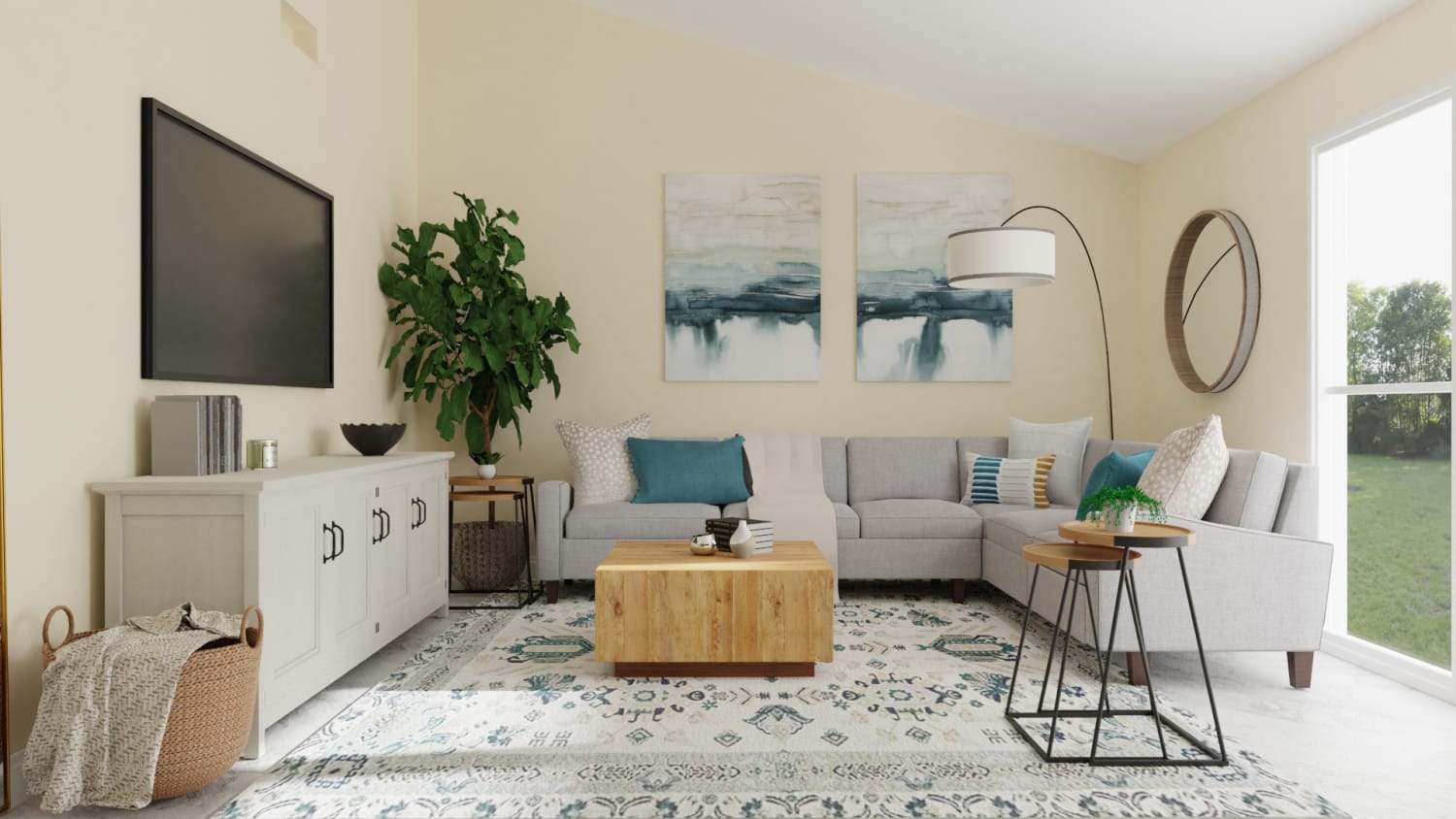Coastal Vibes: Urban Modern Living Room Design By Spacejoy
