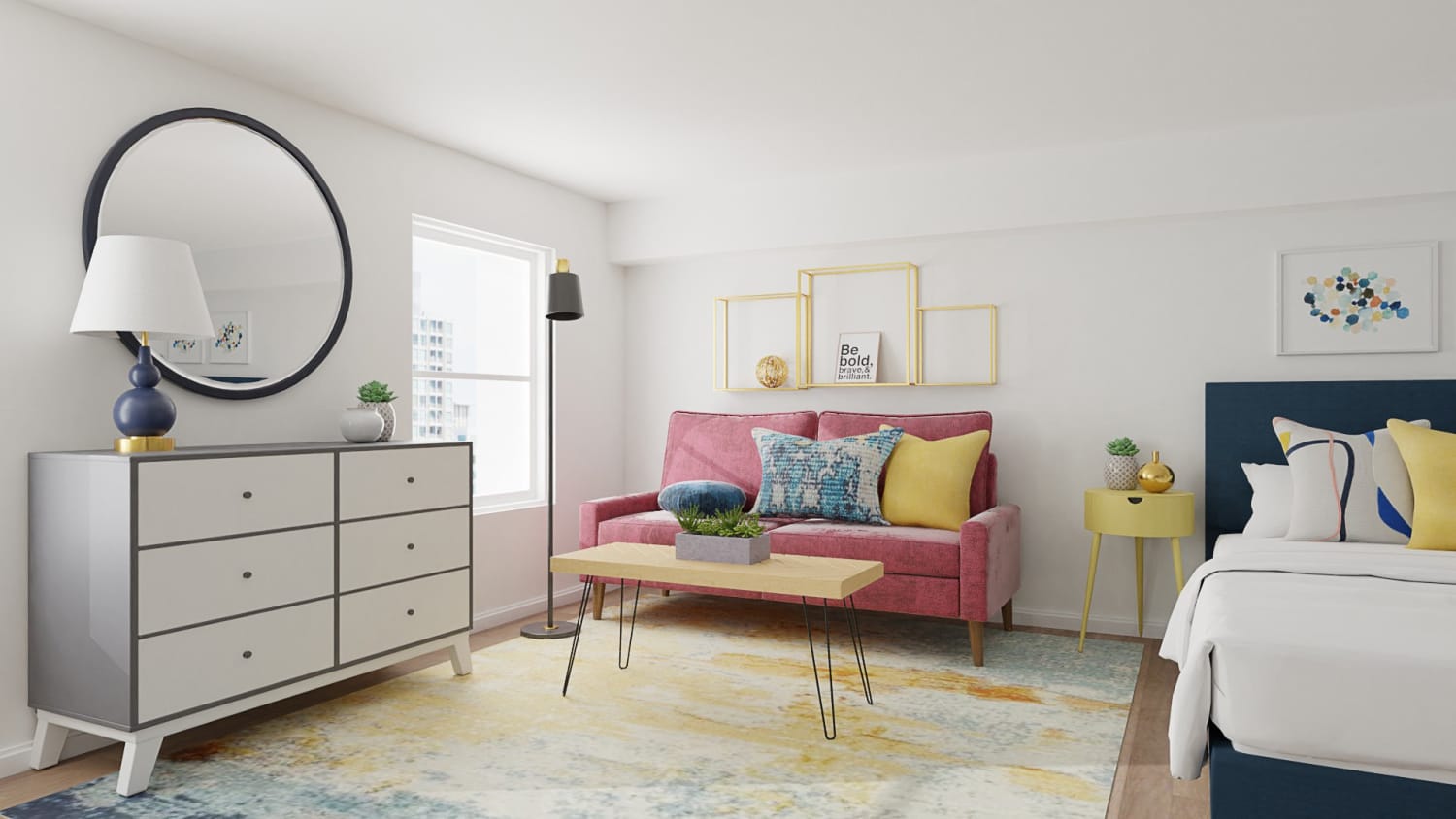 The Bolder the Better: Urban Eclectic Studio Design By Spacejoy