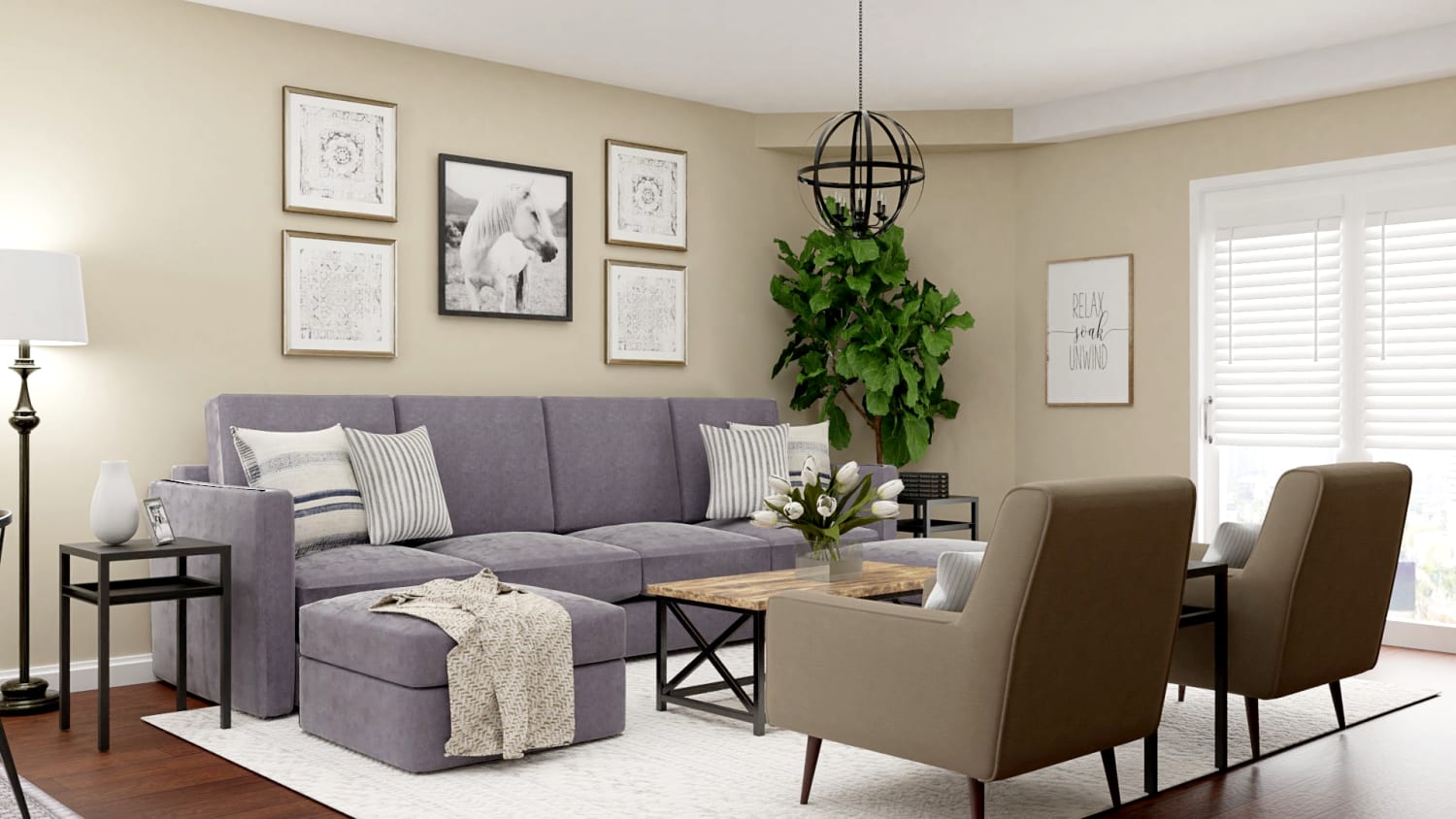 Urban Farmhouse: Living Room Design Design By Spacejoy