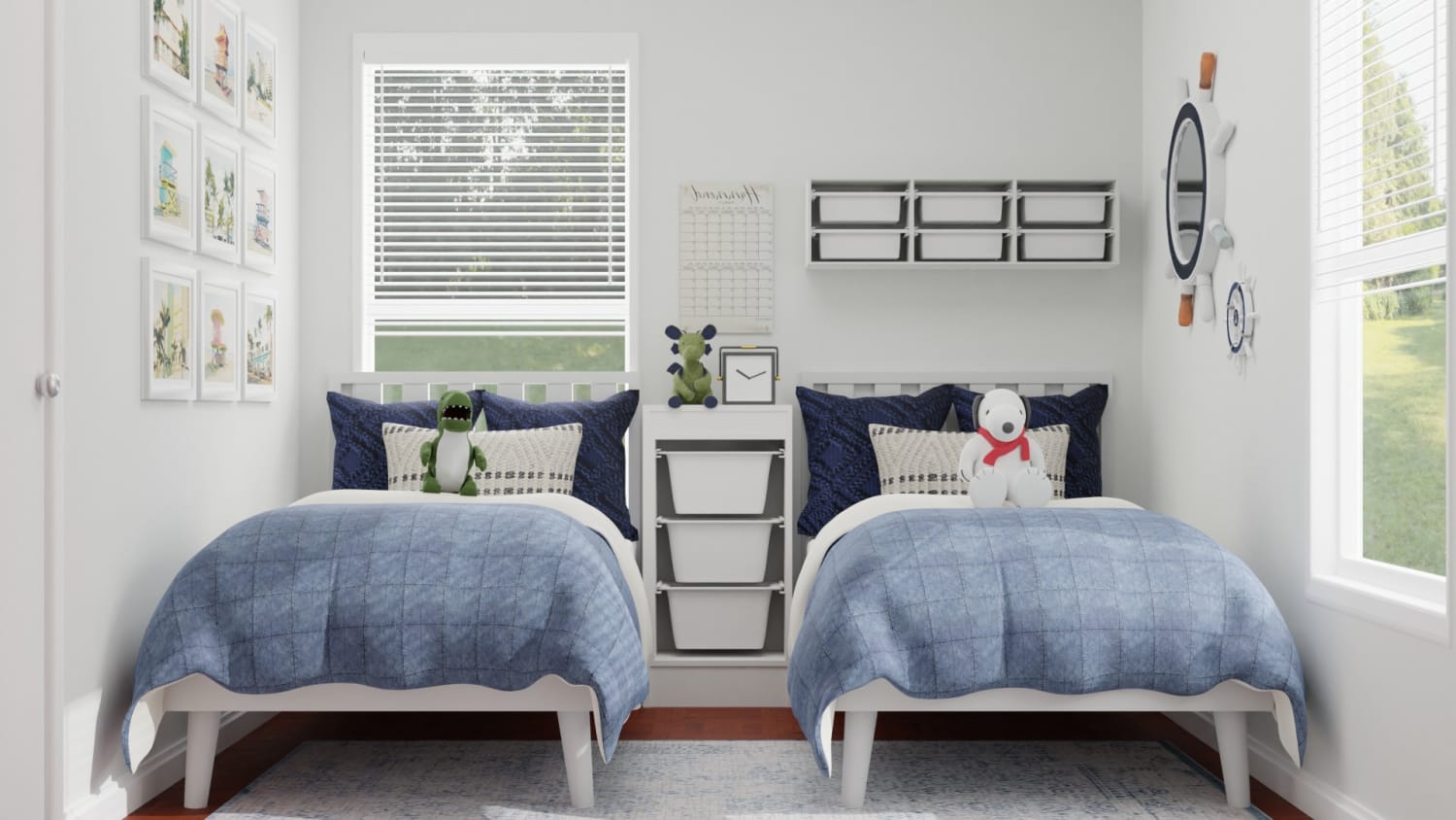 Bright Nautical: Coastal Casual Kid's Bedroom Design By Spacejoy
