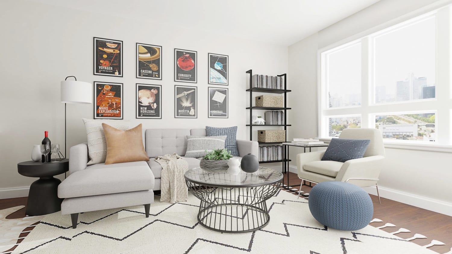 Vintage Artwork: Mid-Century Urban Living Room Design By Spacejoy