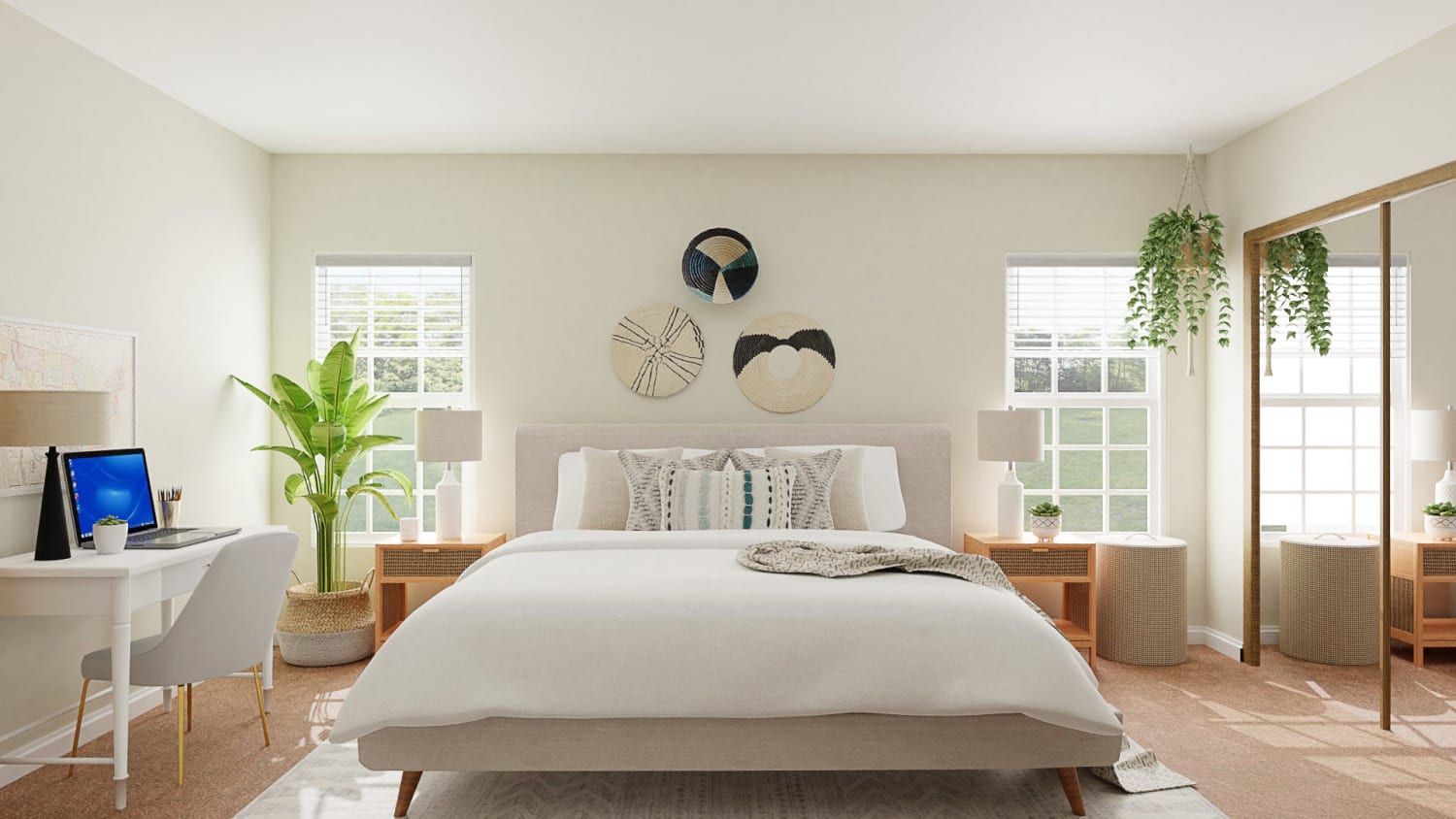 Multi Functional Space: Boho Minimalist Bedroom Design By Spacejoy