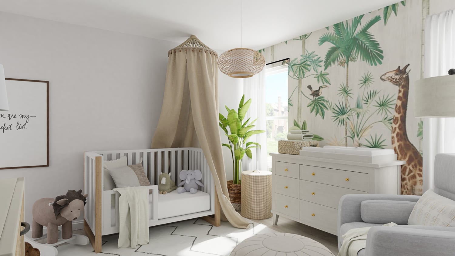 Storybook Safari Wallpaper : A Boho Scandinavian Nursery Design By Spacejoy