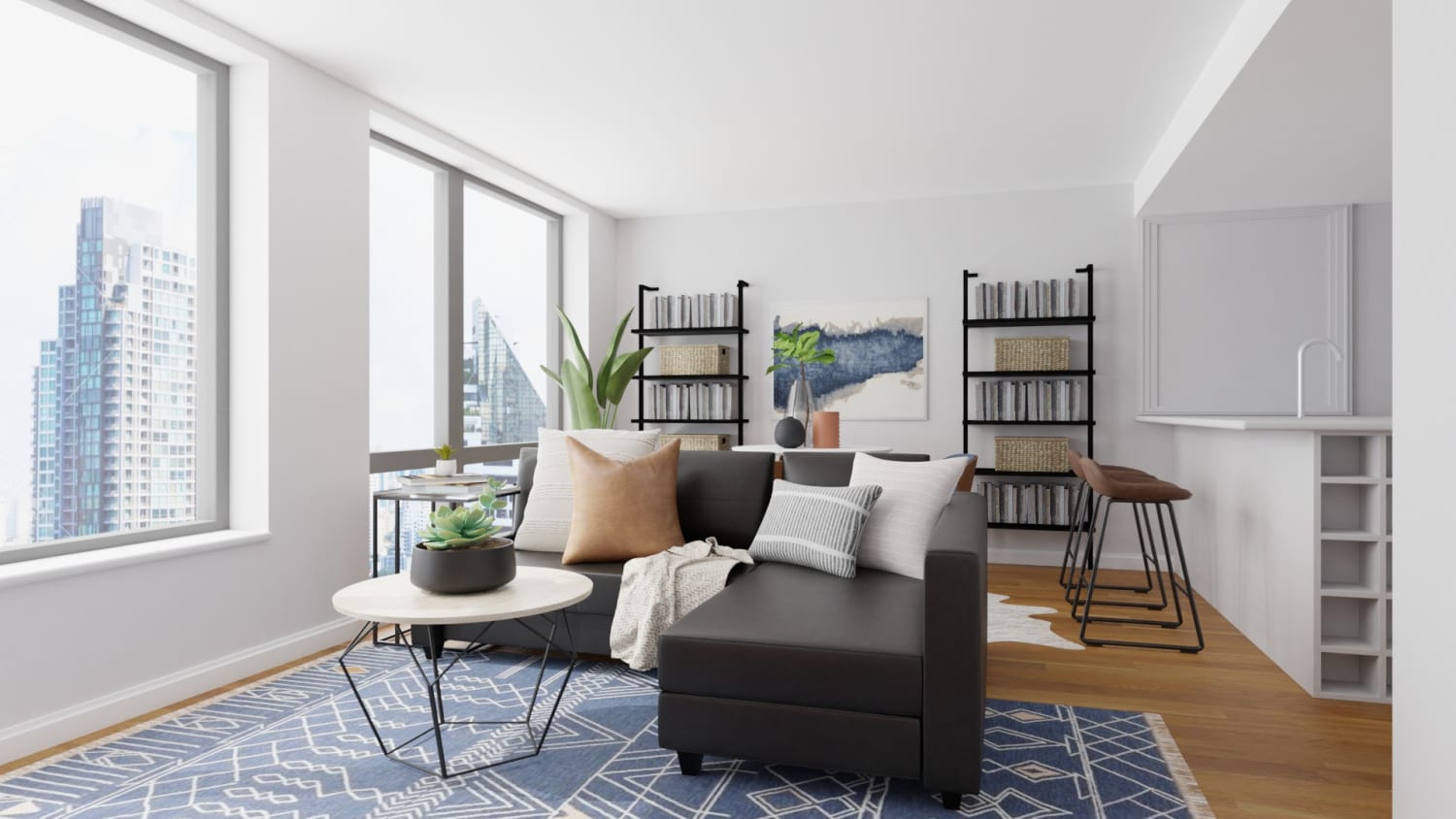 Loft Layout: Mid-Century Urban Living Room Design By Spacejoy