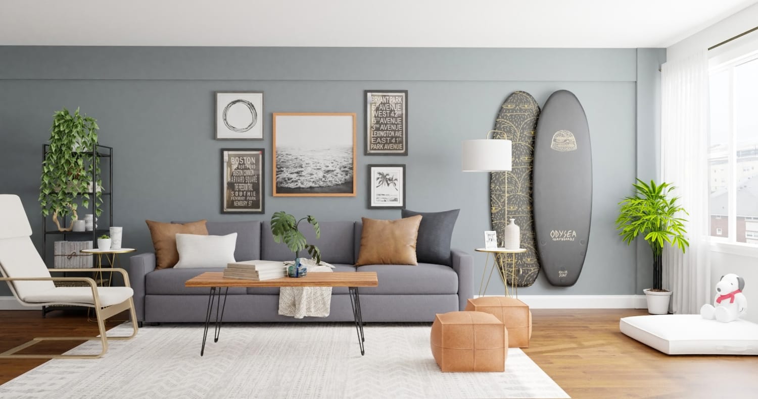 Surfing Vibes: Urban Minimalist Living Room Design By Spacejoy