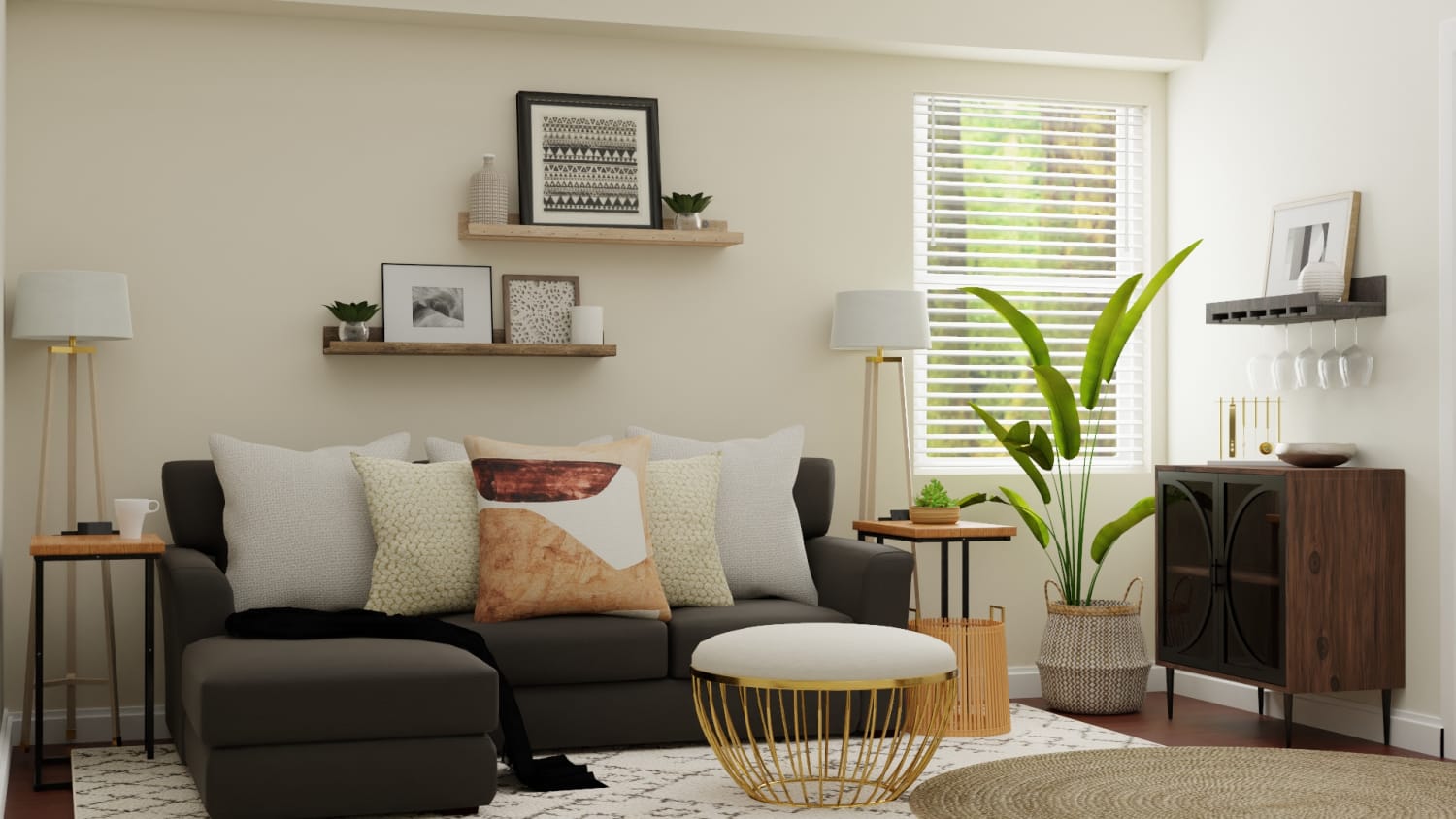 Small Spaces: Mid Century Glam Living Room Design By Spacejoy