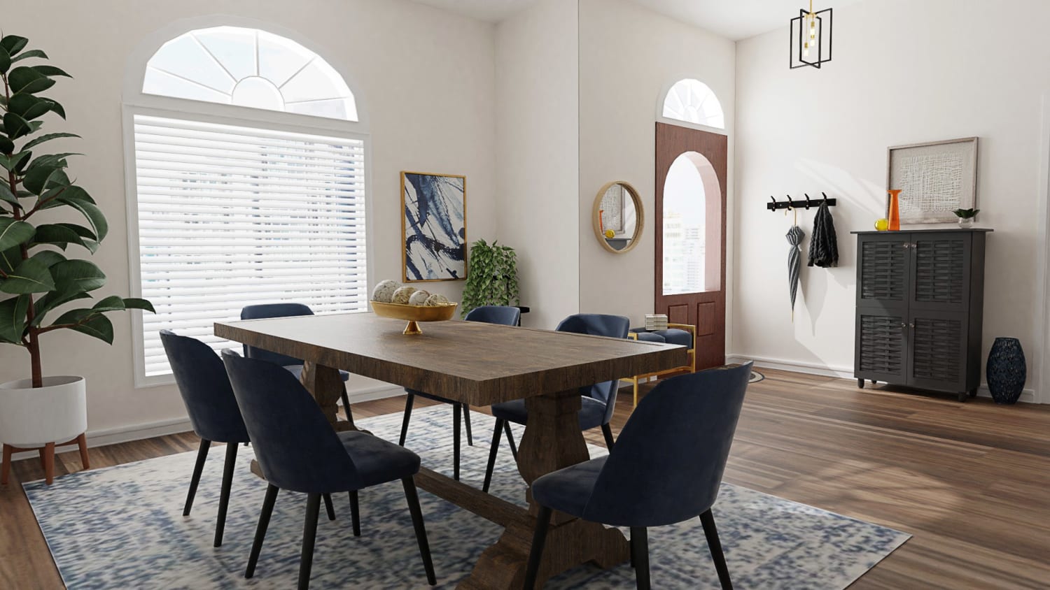 Large Seating Space: Modern Traditional Dining Room Design By Spacejoy