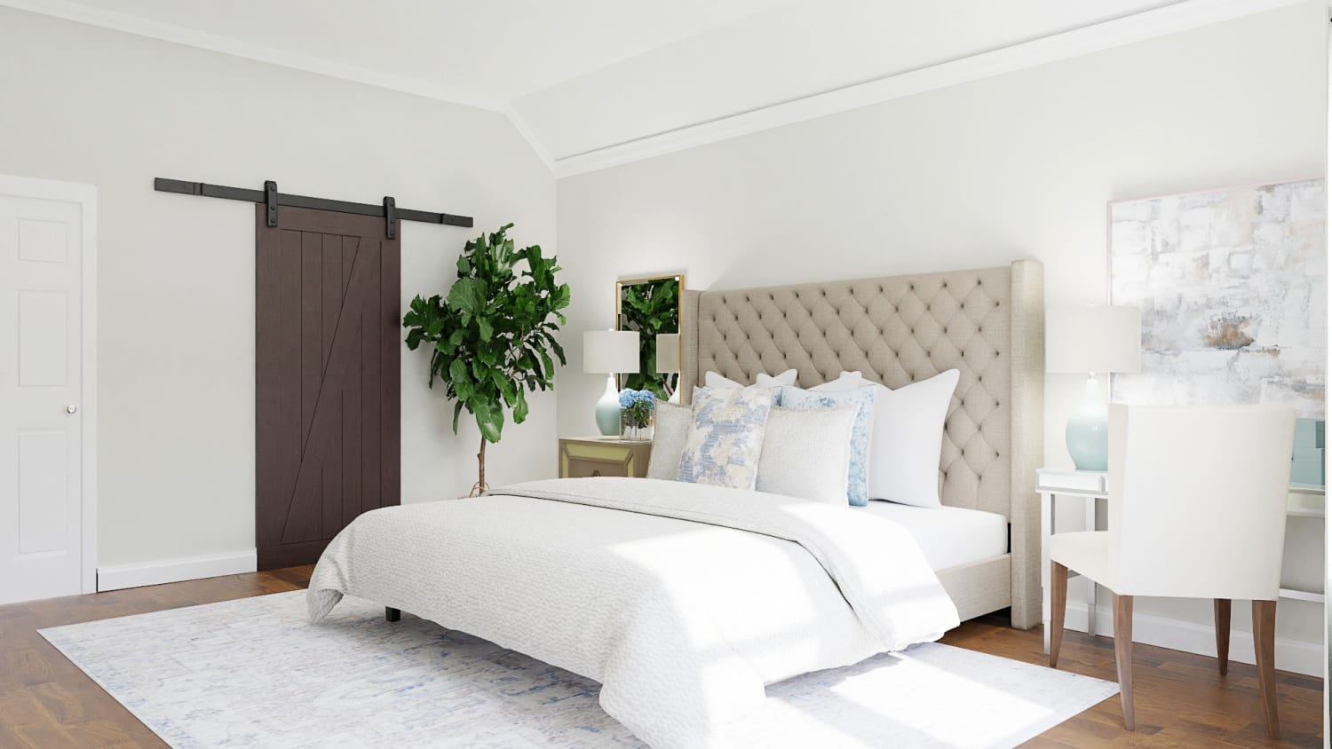 Statement Headboard: Classic Traditional Bedroom Design By Spacejoy