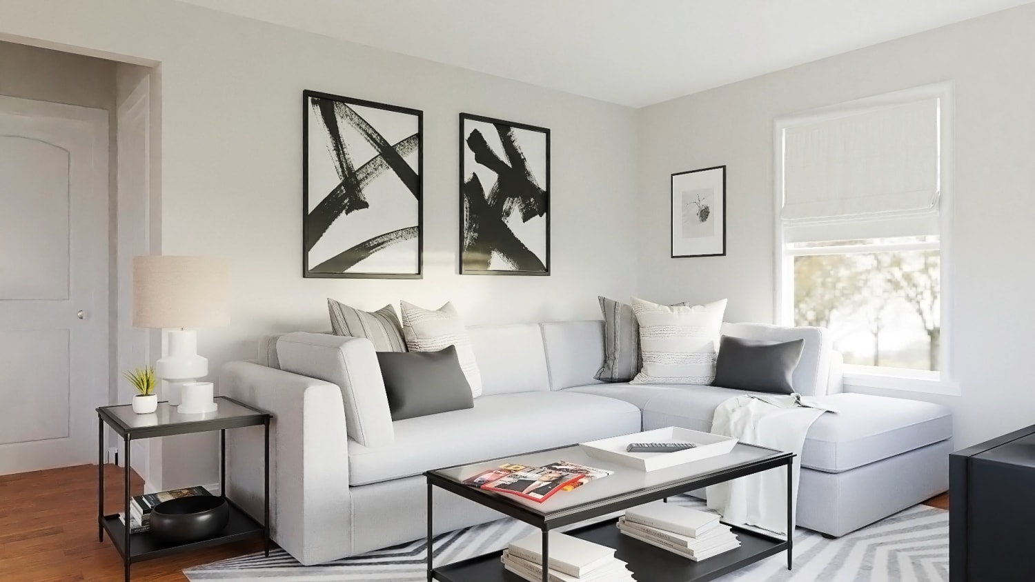 Abstract Art: Urban Modern Living Room Design By Spacejoy