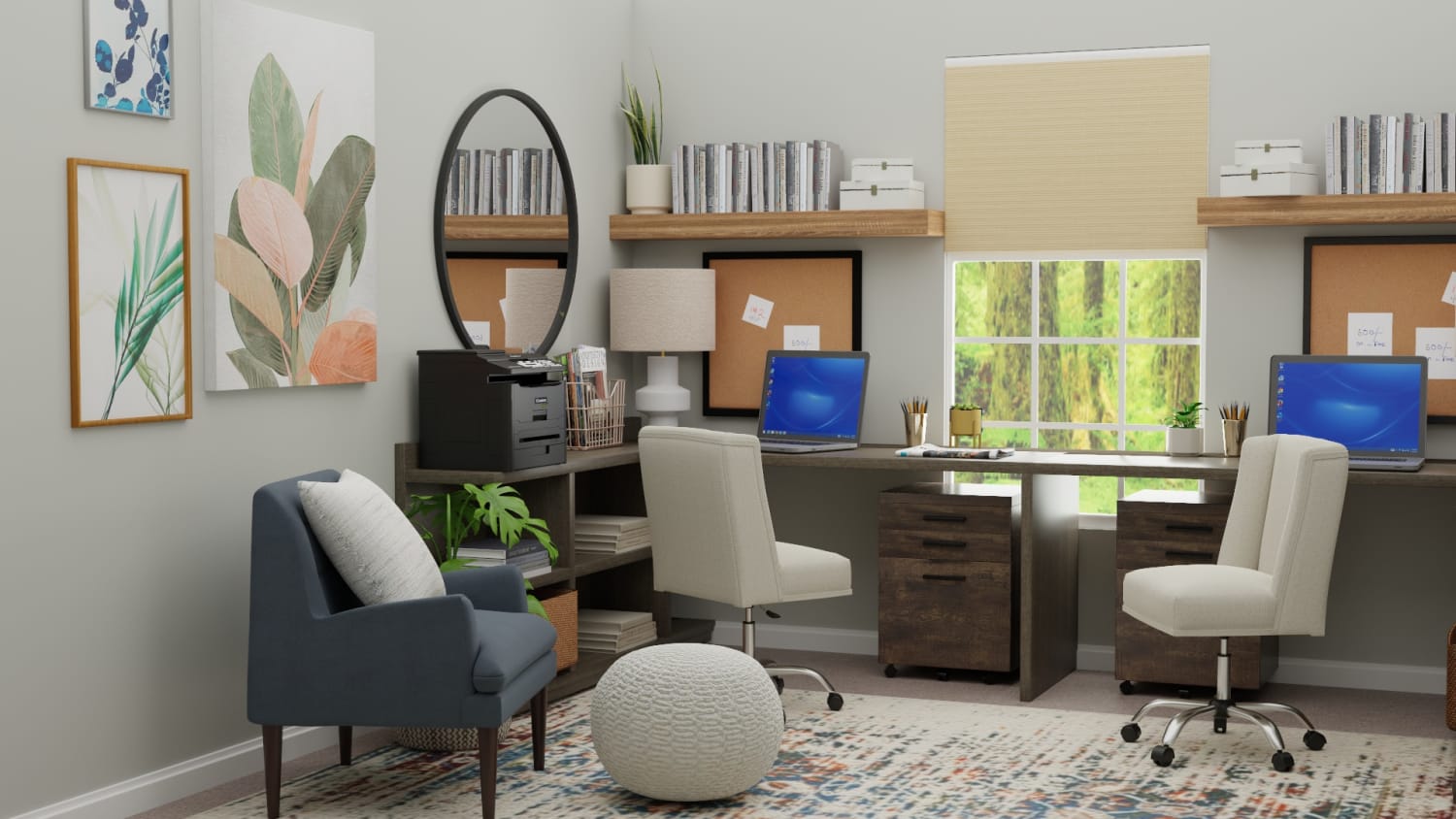 Multi Person Work Space: Urban Eclectic Home Office Design By Spacejoy