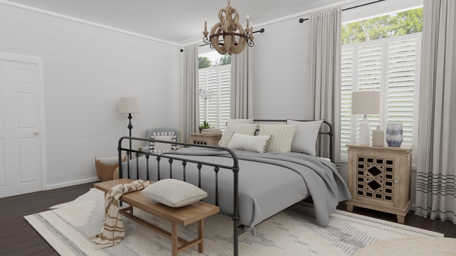 Weekend Retreat: French Country Farmhouse Bedroom Design By Spacejoy