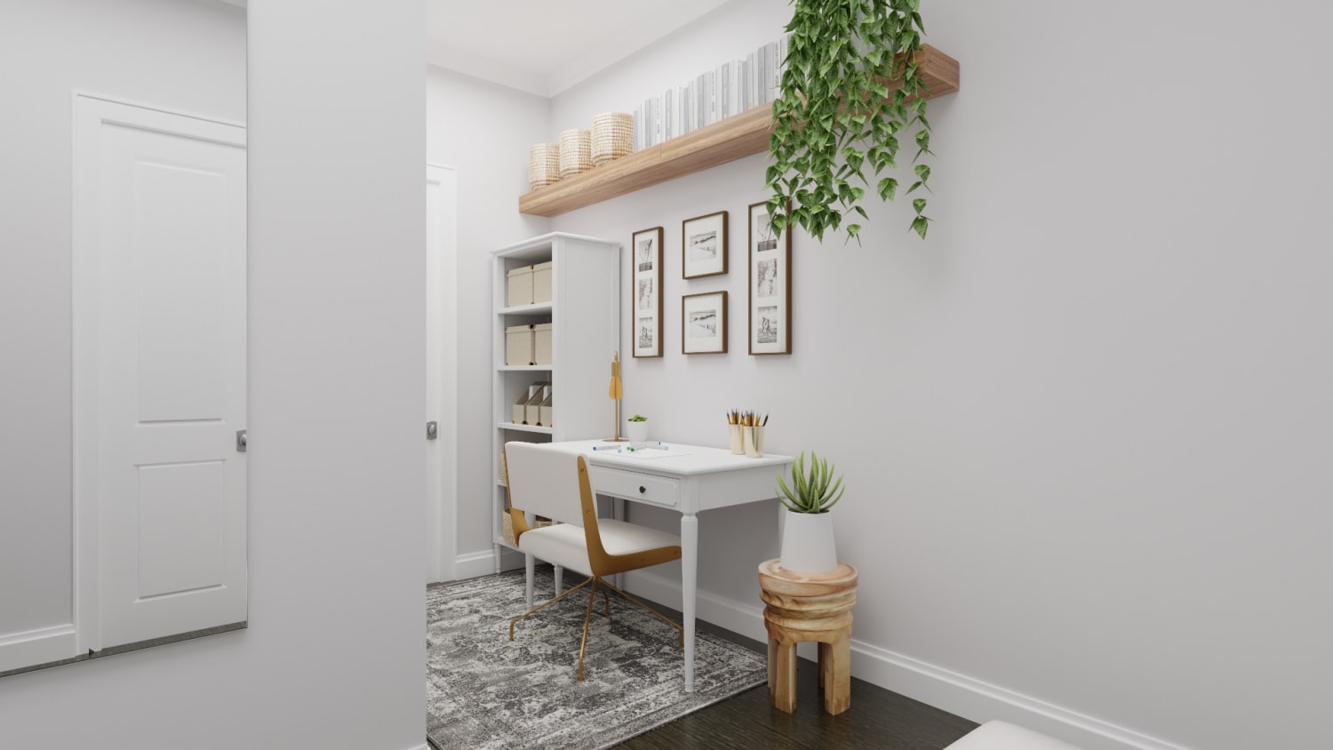 Exercise Nook + Study Space: Modern Scandinavian Study Room Design By Spacejoy