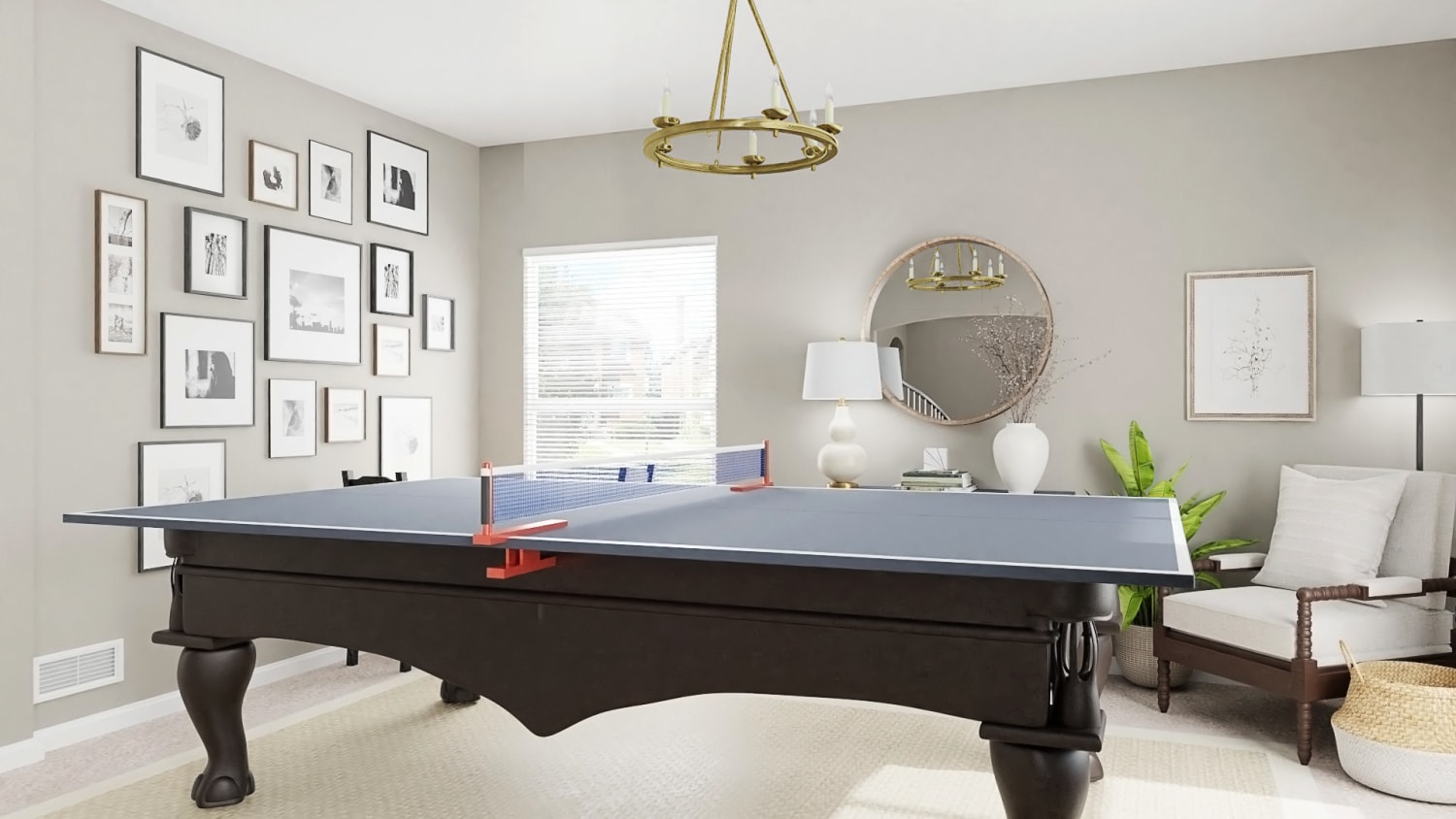 Game Room: Transitional Coastal Study Room Design By Spacejoy