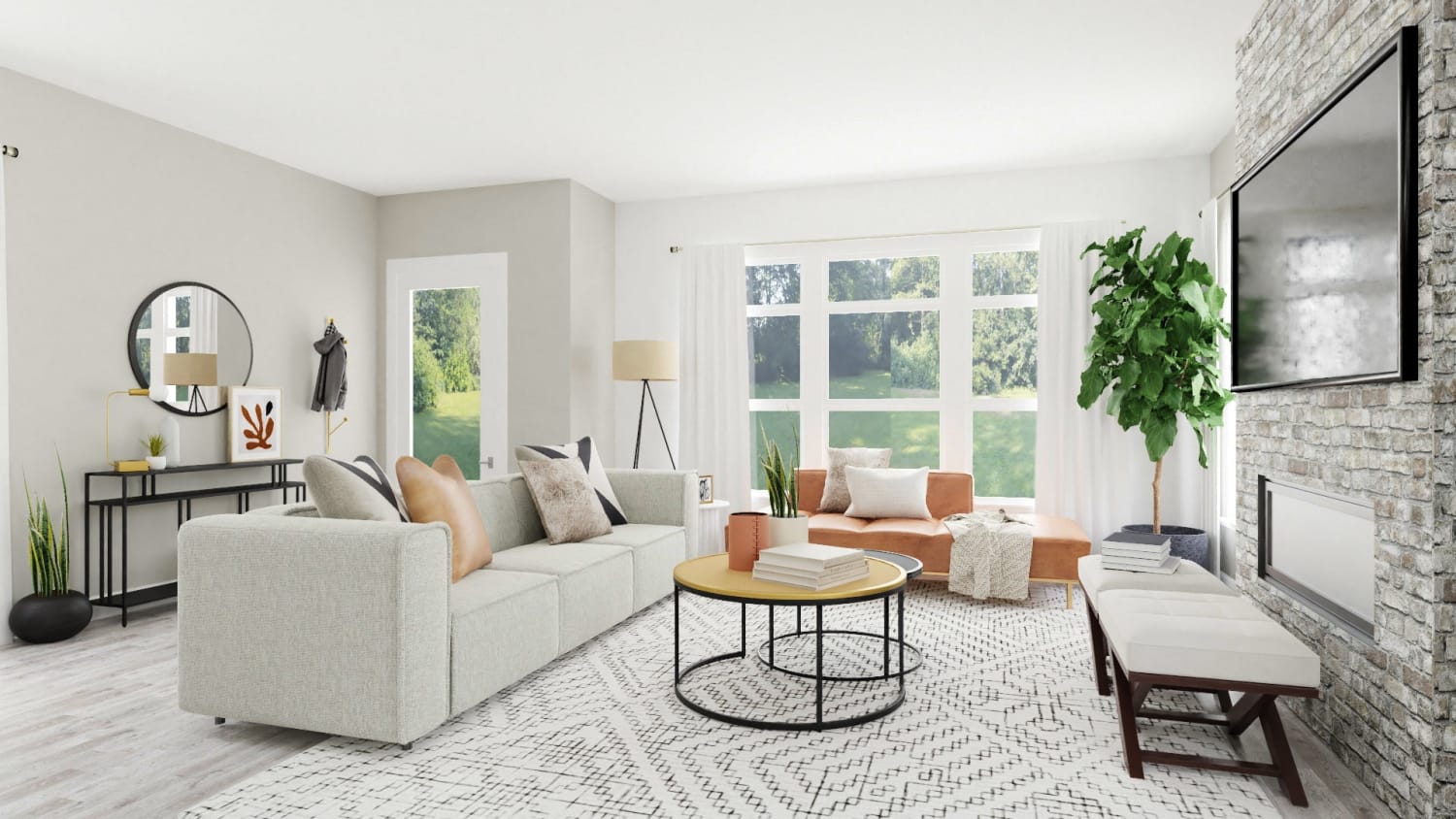 Leather Accents: Urban Modern Living Room Design By Spacejoy