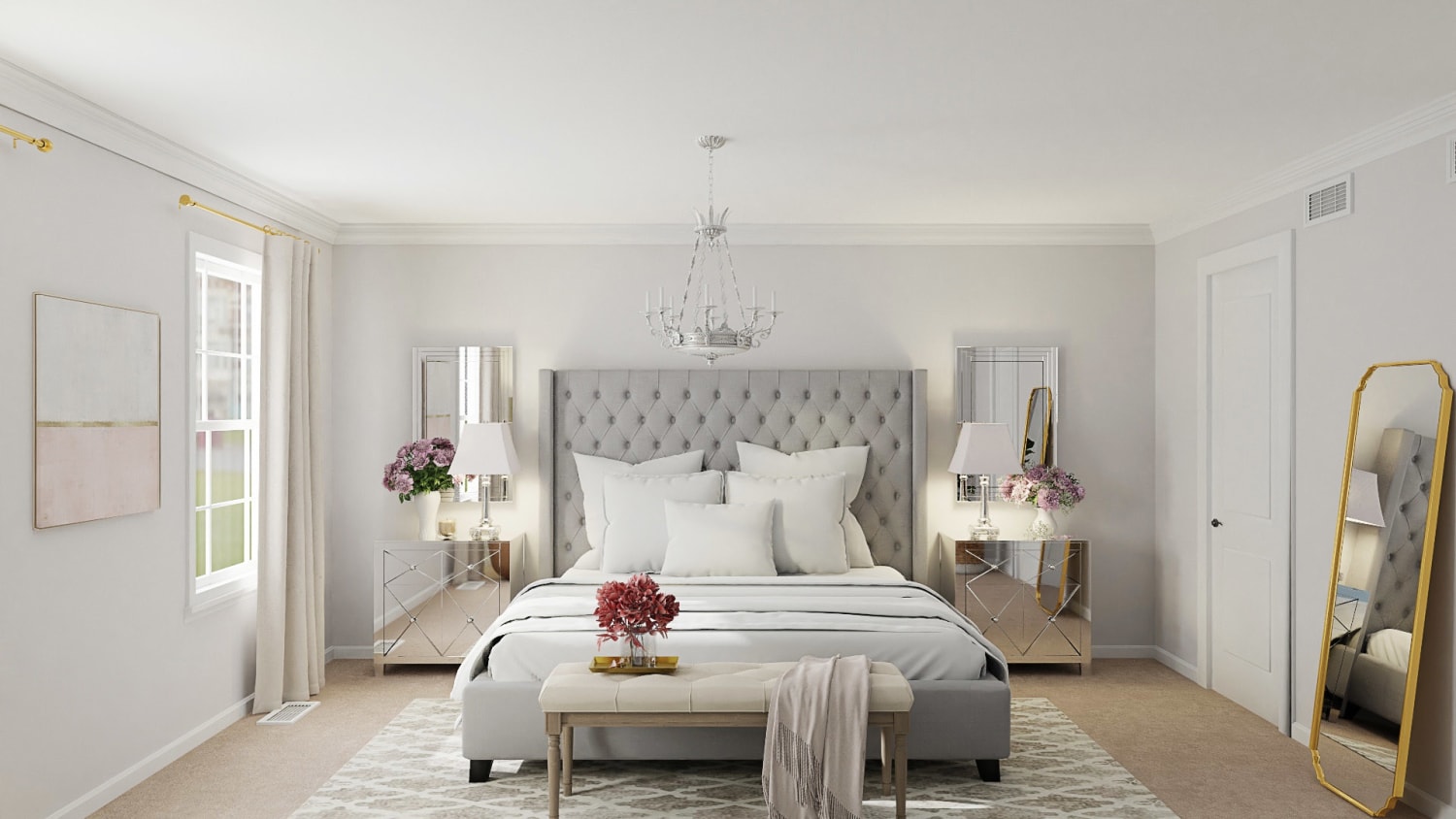 Mirrored Furniture: Elegant Glam Bedroom Design By Spacejoy